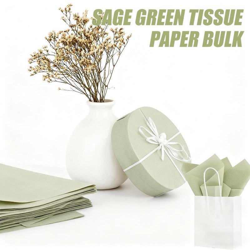 50pcs Green Tissue Papers, Sage Green Wrapping Paper, Wrapping Tissue Paper for Birthday Wedding Graduation Diy Crafts Holiday Flowers (50*35cm) - Image 2